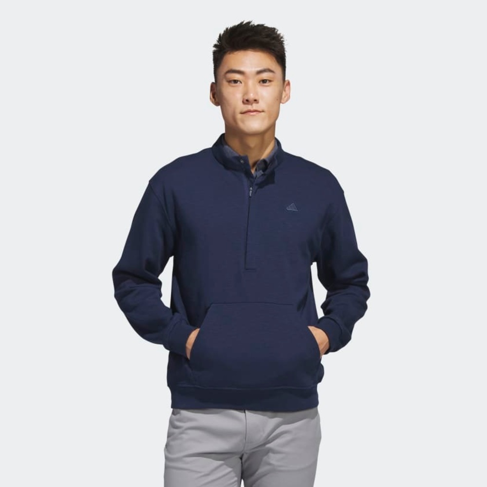 Adidas Men's Navy Blue 1/4 Zip Fleece Pullover Sweatshirt Medium